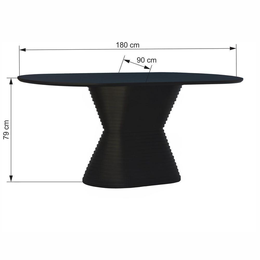 Mesa De Jantar Apollo Tampo Oblongo 180x90cm Preto - 2