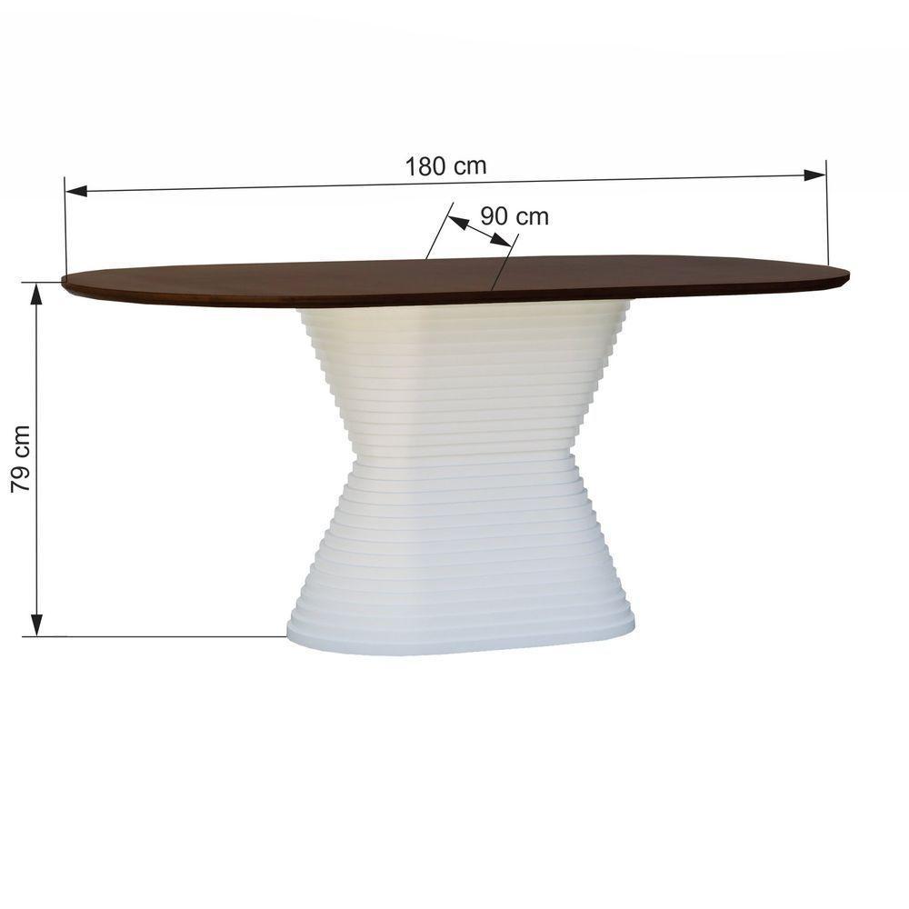 Mesa De Jantar Apollo Tampo Oblongo 180x90cm Branco-amêndoa - 2