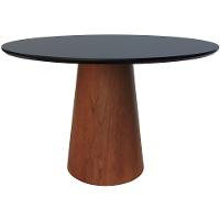 Mesa De Jantar Base Cone Laminado Cinamomo Amêndoa Tampo ø150 Laqueado Preto - 4
