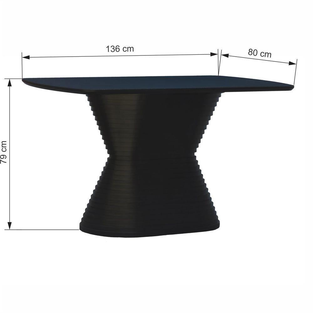 Mesa De Jantar Apollo Tampo Retangular 136x80cm Preto - 4