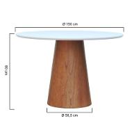 Mesa De Jantar Base Cone Laminado Cinamomo Amêndoa Tampo ø150 Laqueado Branco - 2