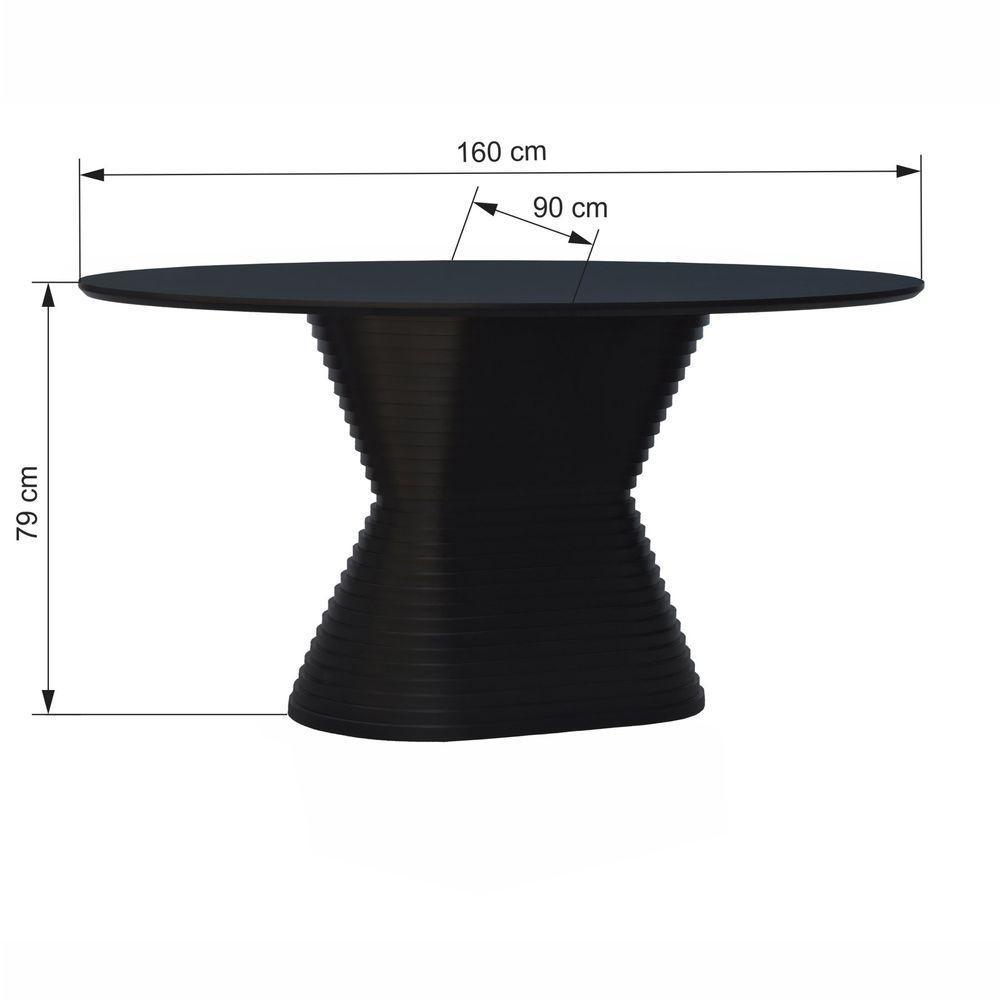 Mesa De Jantar Apollo Tampo Oval 160x90cm Preto - 4