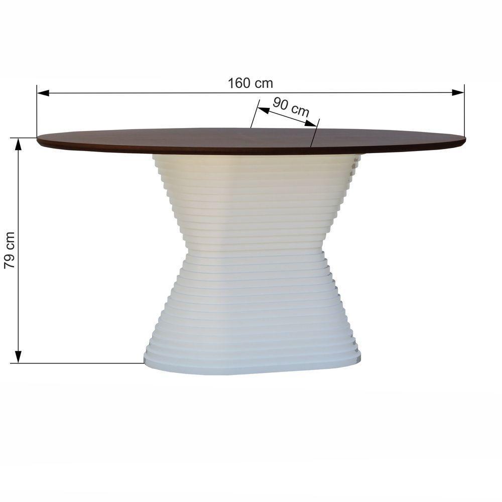 Mesa De Jantar Apollo Tampo Oval 160x90cm Branco-amêndoa - 2
