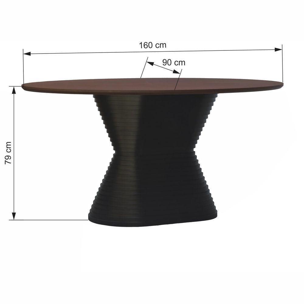 Mesa De Jantar Apollo Tampo Oval 160x90cm Preto-amêndoa - 2