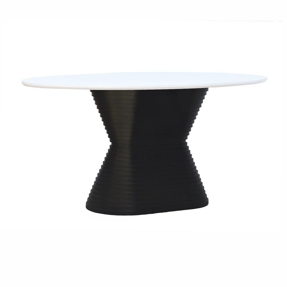 Mesa De Jantar Apollo Tampo Oval 160x90cm Preto-branco - 1