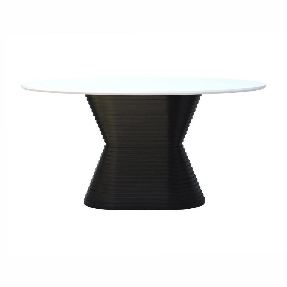 Mesa De Jantar Apollo Tampo Oval 160x90cm Preto-branco - 3