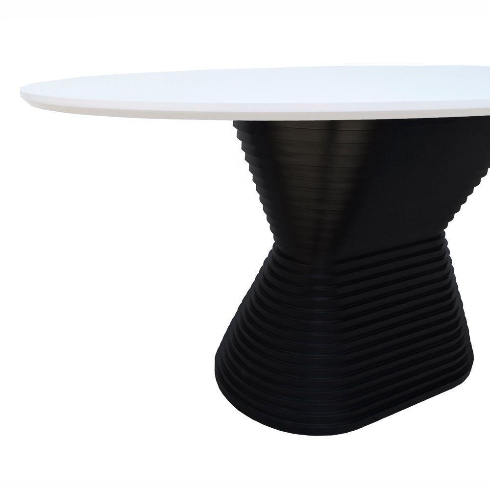 Mesa De Jantar Apollo Tampo Oval 160x90cm Preto-branco - 4