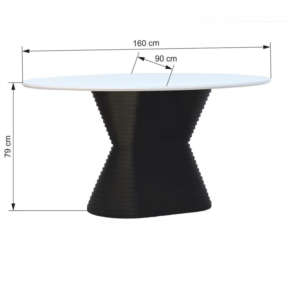 Mesa De Jantar Apollo Tampo Oval 160x90cm Preto-branco - 5