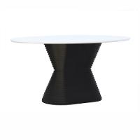 Mesa De Jantar Apollo Tampo Oval 160x90cm Preto-branco - 1