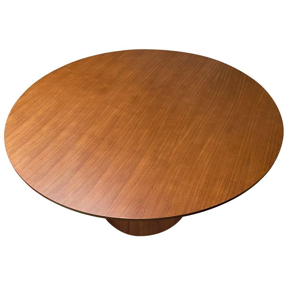 Mesa De Jantar Base Cone Laminado Cinamomo Amêndoa Tampo ø120 Laminado Envernizado Cinamomo - 2