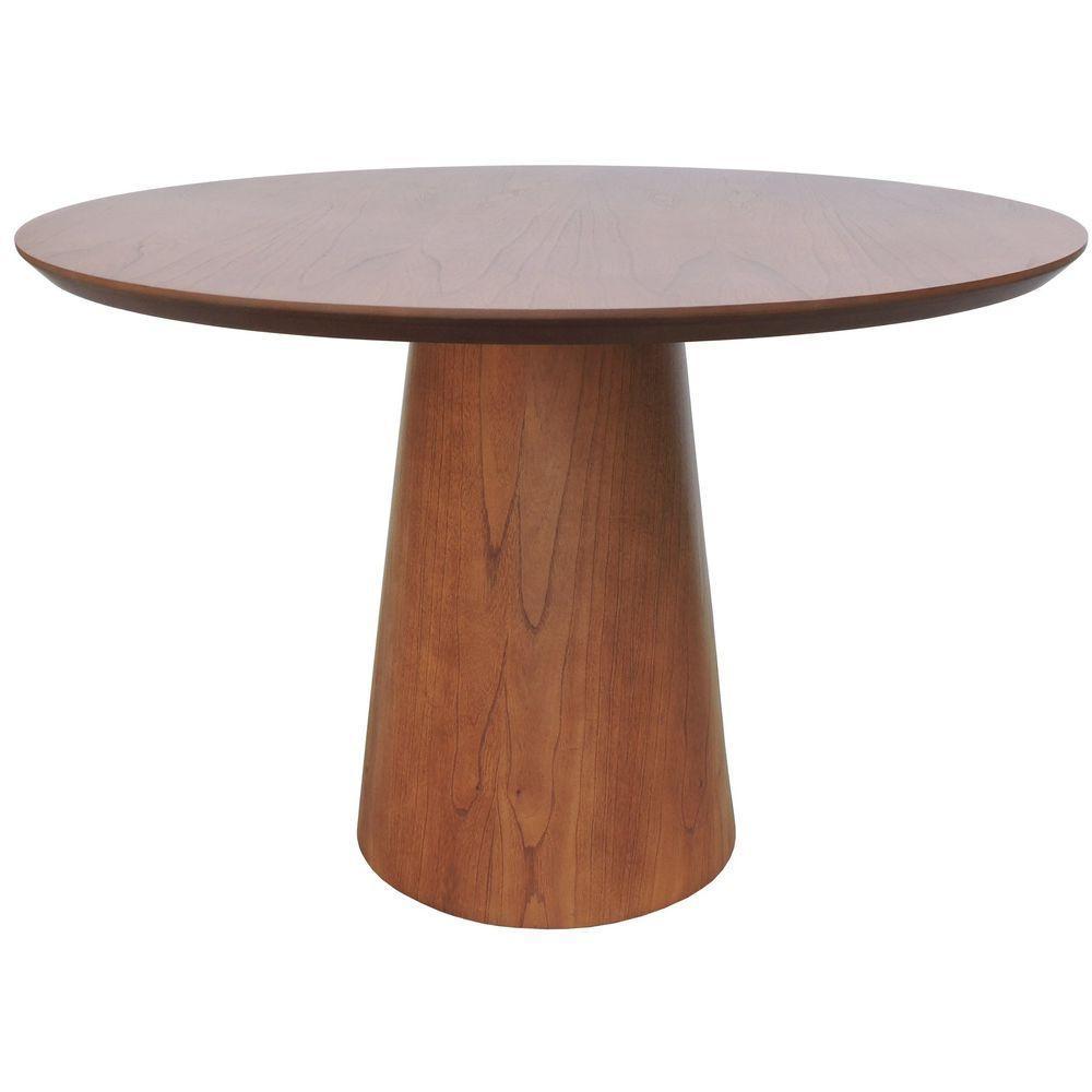 Mesa De Jantar Base Cone Laminado Cinamomo Amêndoa Tampo ø120 Laminado Envernizado Cinamomo - 3