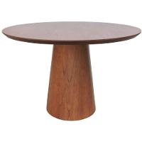 Mesa De Jantar Base Cone Laminado Cinamomo Amêndoa Tampo ø120 Laminado Envernizado Cinamomo - 3