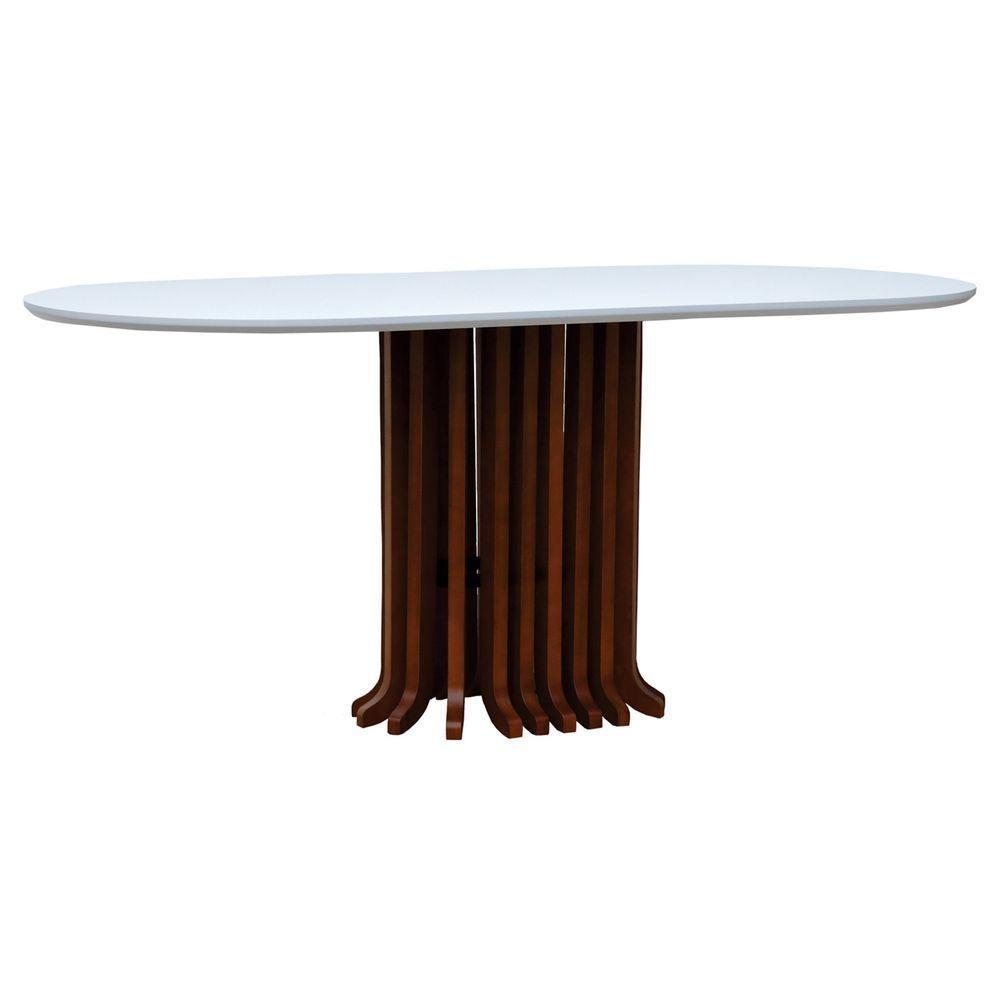 Mesa De Jantar Denver Tampo Oblongo 180x90cm Amêndoa-branco - 1