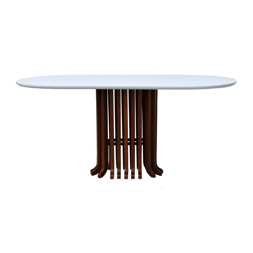 Mesa De Jantar Denver Tampo Oblongo 180x90cm Amêndoa-branco - 2
