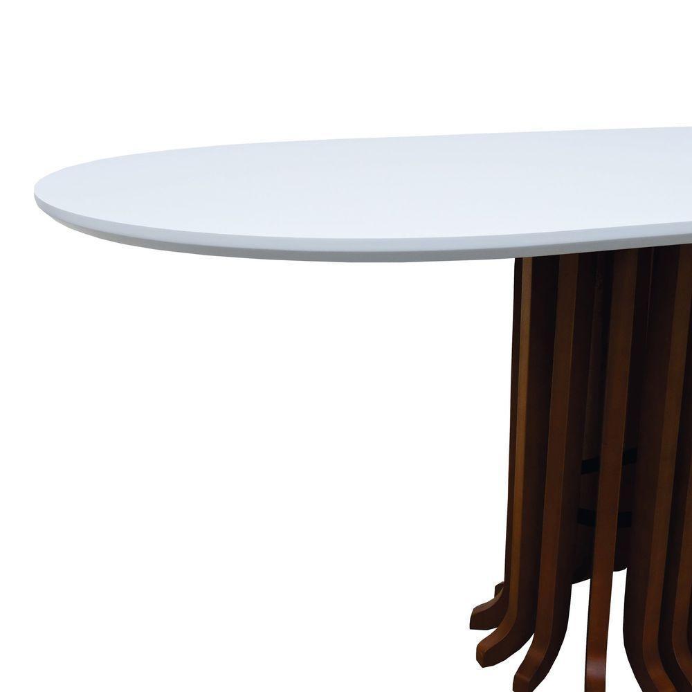 Mesa De Jantar Denver Tampo Oblongo 180x90cm Amêndoa-branco - 3