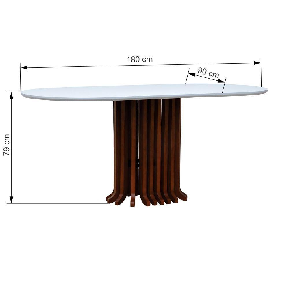 Mesa De Jantar Denver Tampo Oblongo 180x90cm Amêndoa-branco - 4