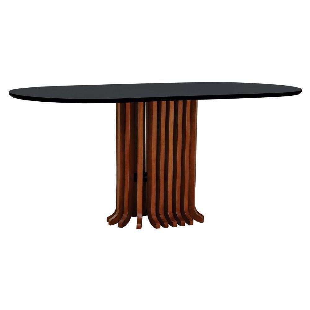 Mesa De Jantar Denver Tampo Oblongo 180x90cm Amêndoa-preto - 1