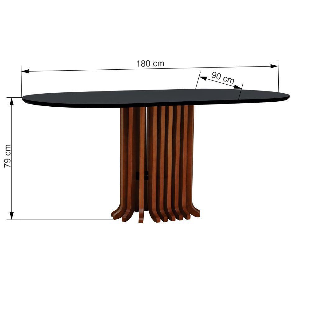 Mesa De Jantar Denver Tampo Oblongo 180x90cm Amêndoa-preto - 2