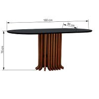 Mesa De Jantar Denver Tampo Oblongo 180x90cm Amêndoa-preto - 2