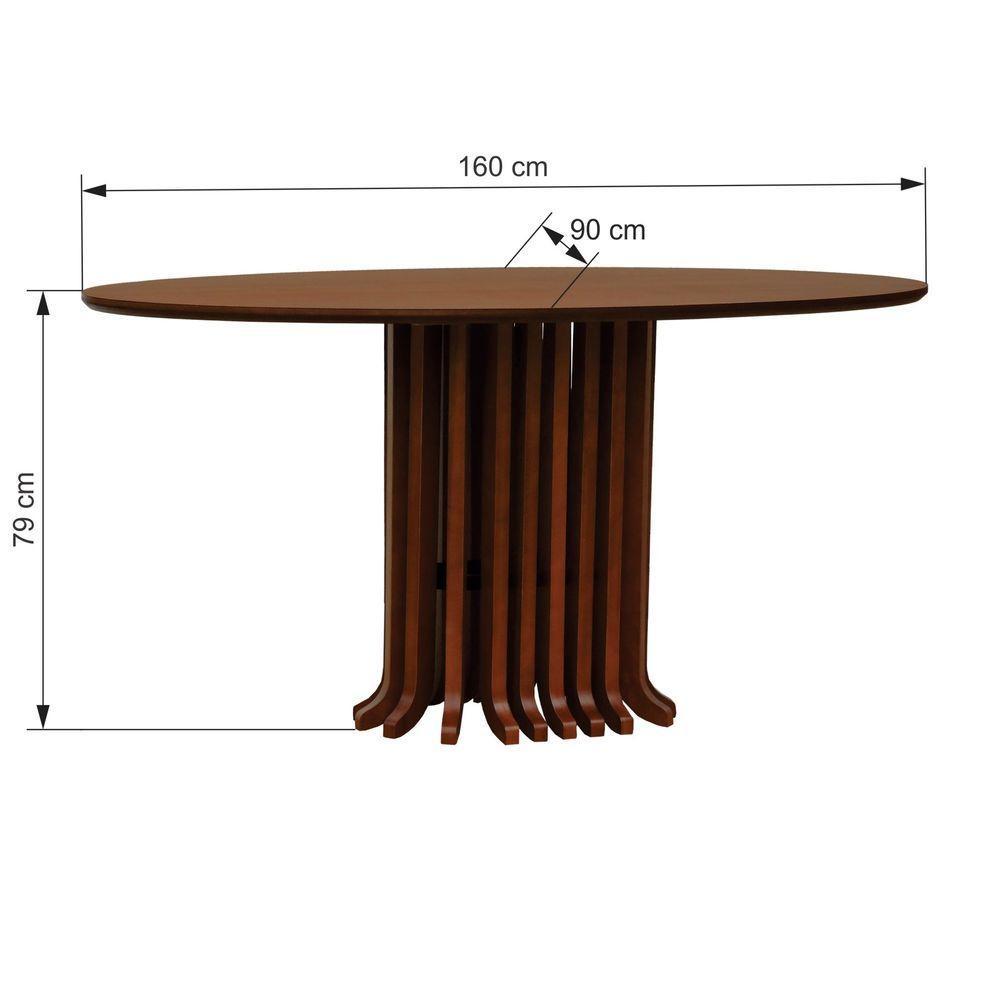 Mesa De Jantar Denver Tampo Oval 160x90cm Amêndoa - 5