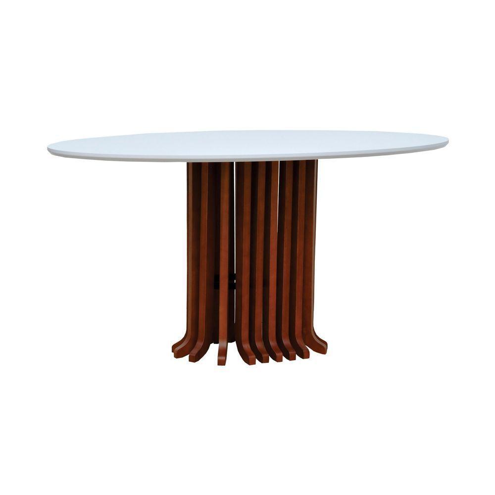 Mesa De Jantar Denver Tampo Oval 160x90cm Amêndoa-branco - 1