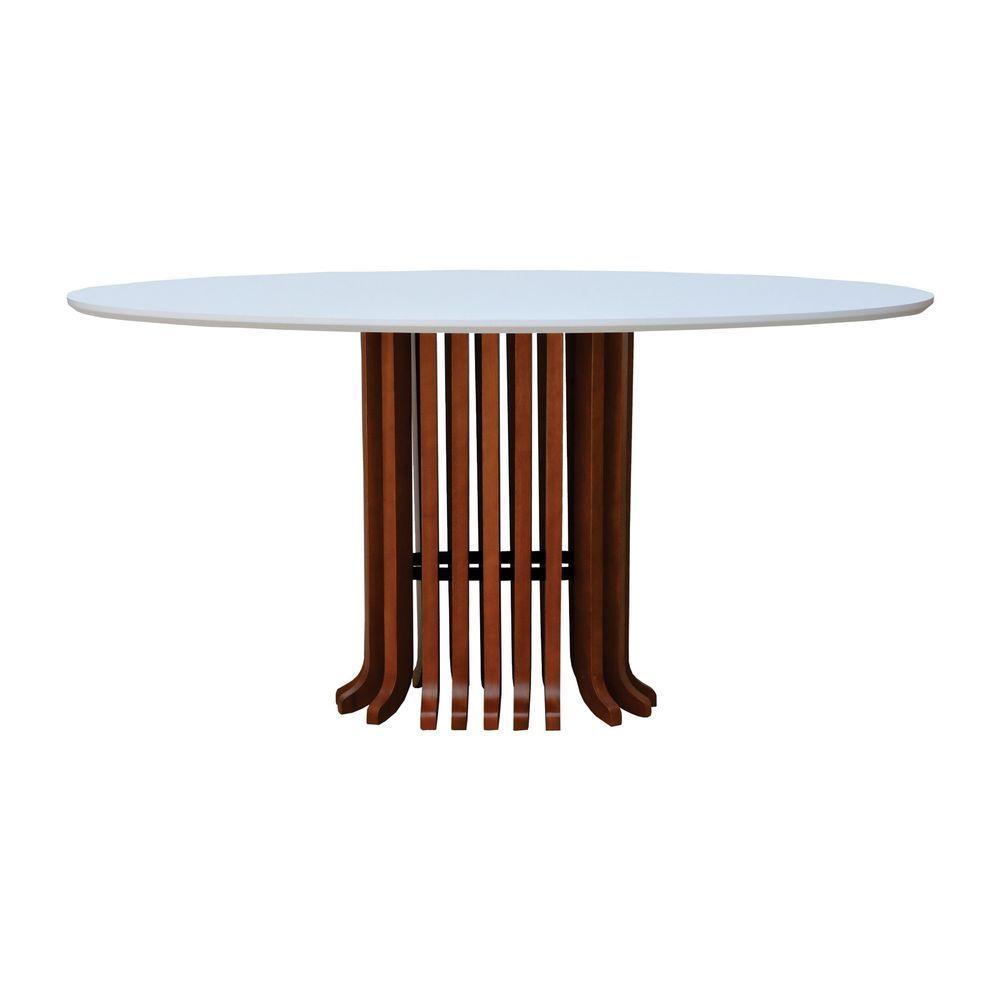Mesa De Jantar Denver Tampo Oval 160x90cm Amêndoa-branco - 3