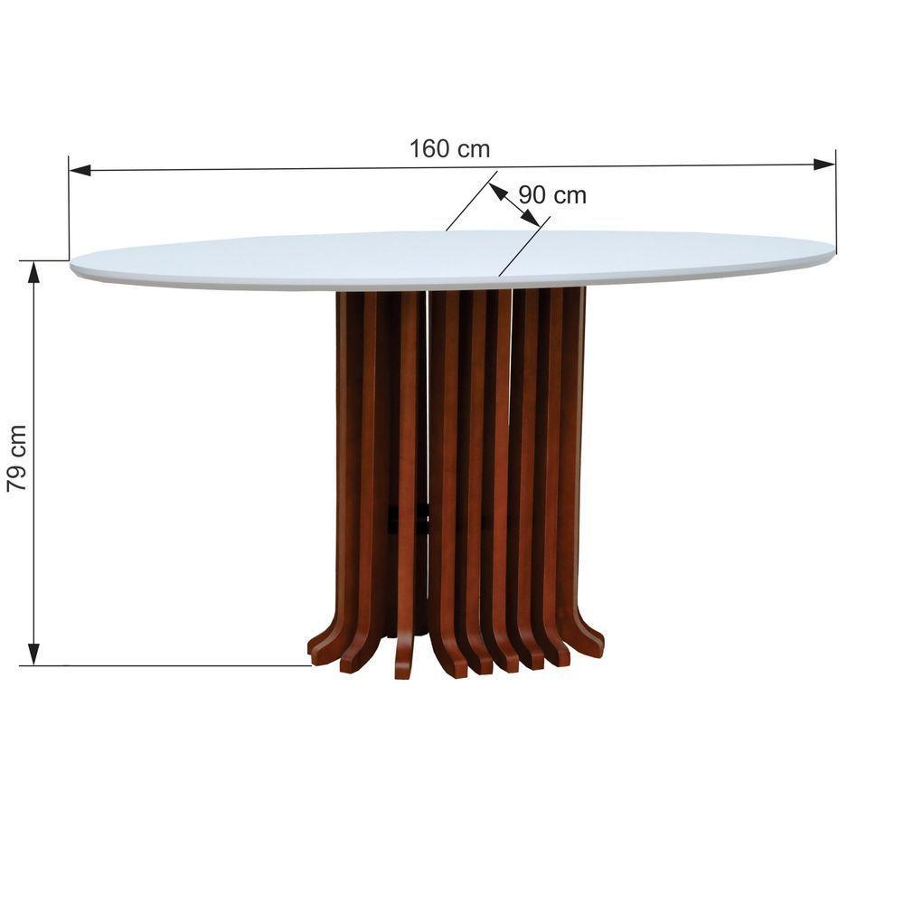 Mesa De Jantar Denver Tampo Oval 160x90cm Amêndoa-branco - 4