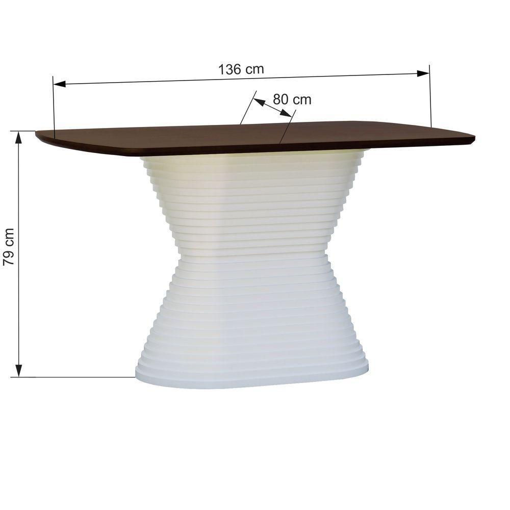 Mesa De Jantar Apollo Tampo Retangular 136x80cm Branco-amêndoa - 2