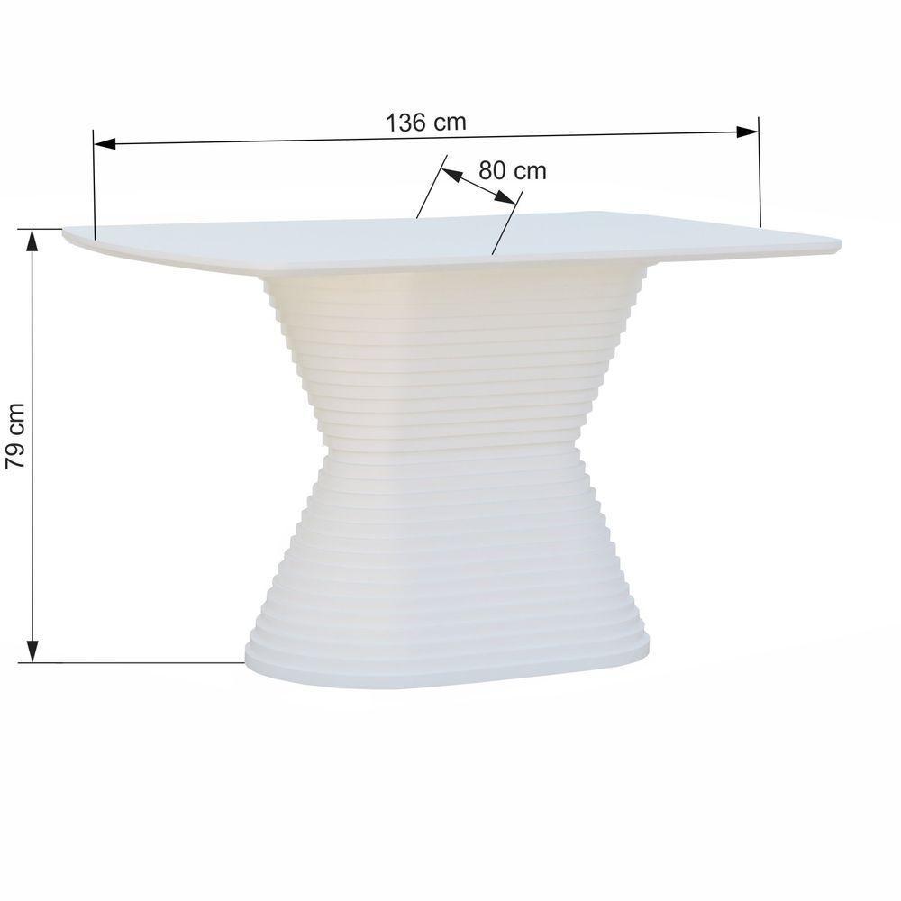 Mesa De Jantar Apollo Tampo Retangular 136x80cm Branco - 5