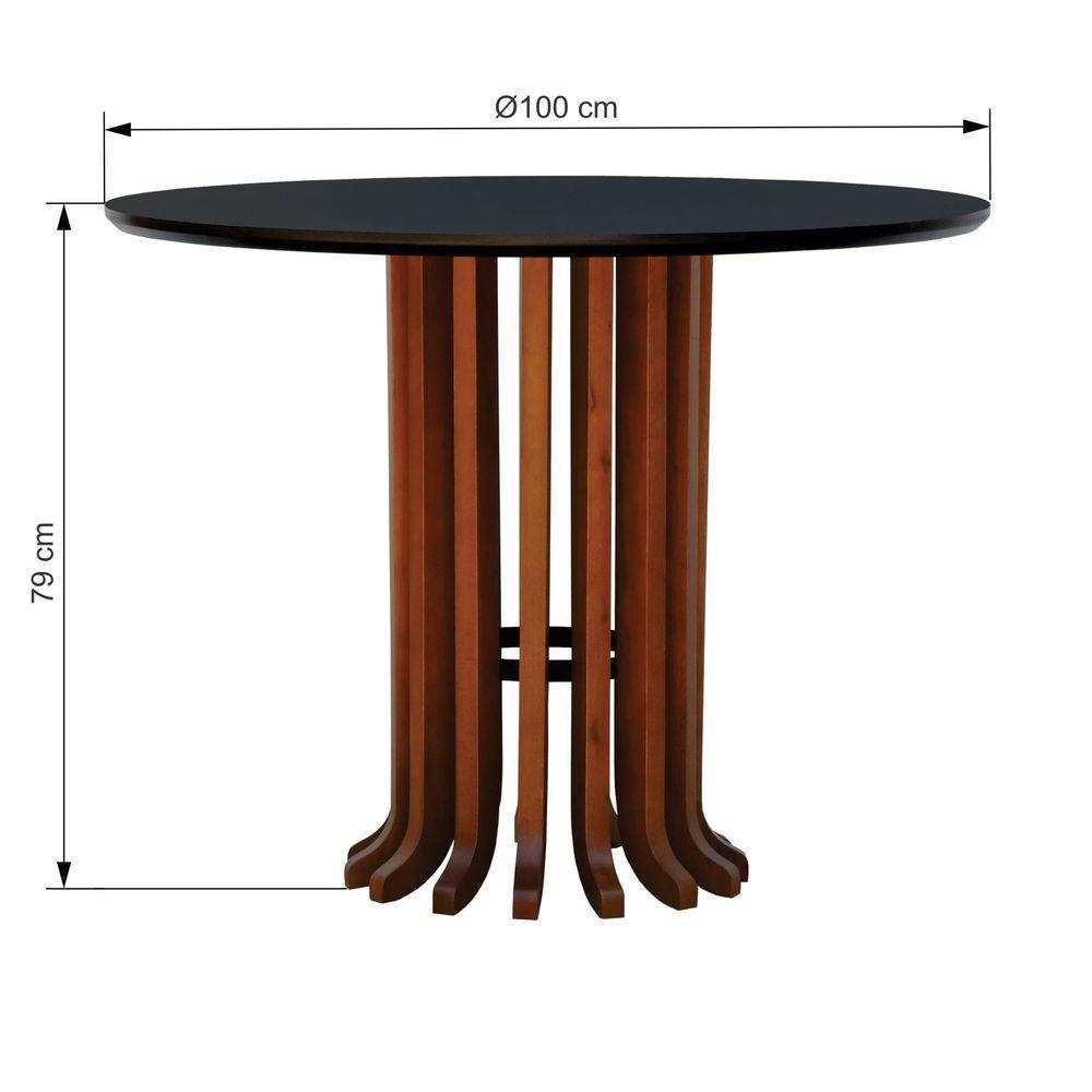 Mesa De Jantar Denver Tampo Redondo ø100 Amêndoa-preto - 3