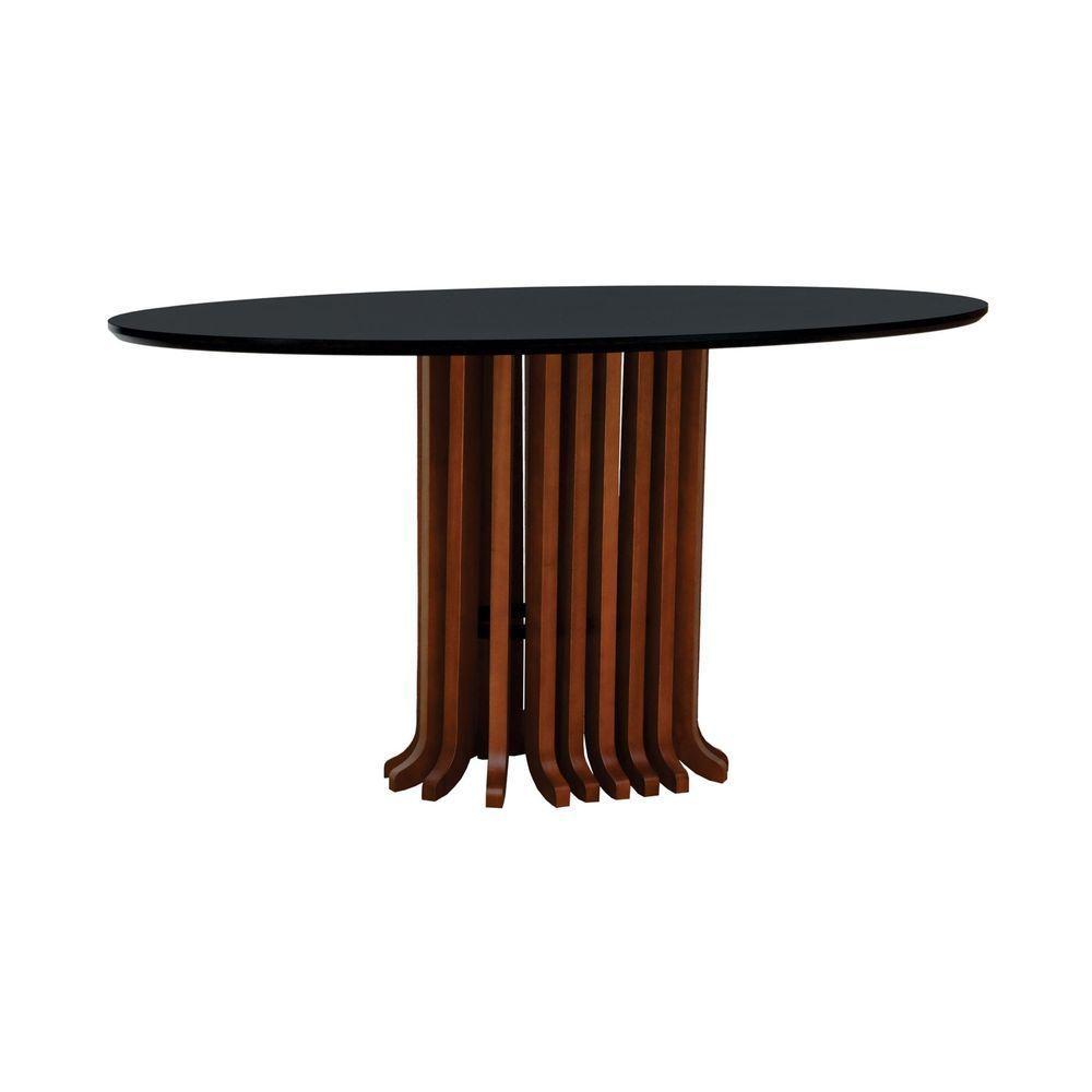 Mesa De Jantar Denver Tampo Oval 160x90cm Amêndoa-preto - 1