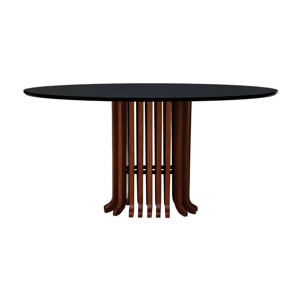 Mesa De Jantar Denver Tampo Oval 160x90cm Amêndoa-preto - 5