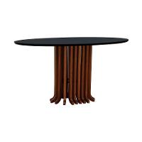 Mesa De Jantar Denver Tampo Oval 160x90cm Amêndoa-preto - 1