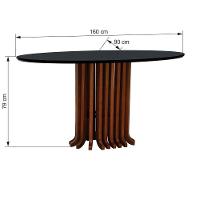 Mesa De Jantar Denver Tampo Oval 160x90cm Amêndoa-preto - 3