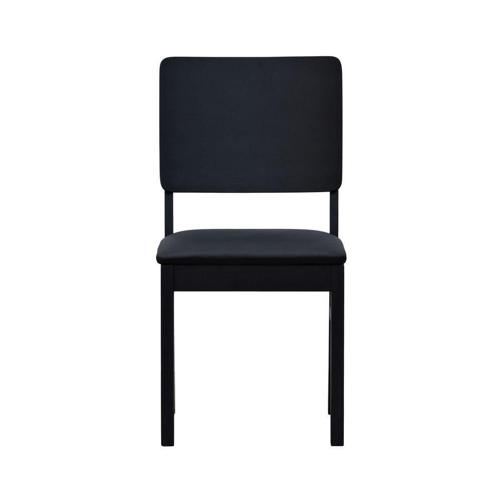 Kit 2 Cadeiras Quéops Madeira Maciça Encosto Anatômico Assento Estofado - Preto Corano Preto - 4