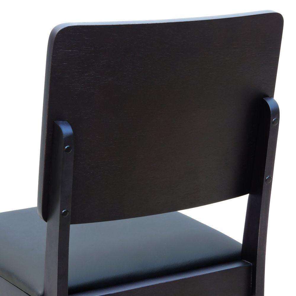 Kit 2 Cadeiras Quéops Madeira Maciça Encosto Anatômico Assento Estofado - Preto Corano Preto - 6