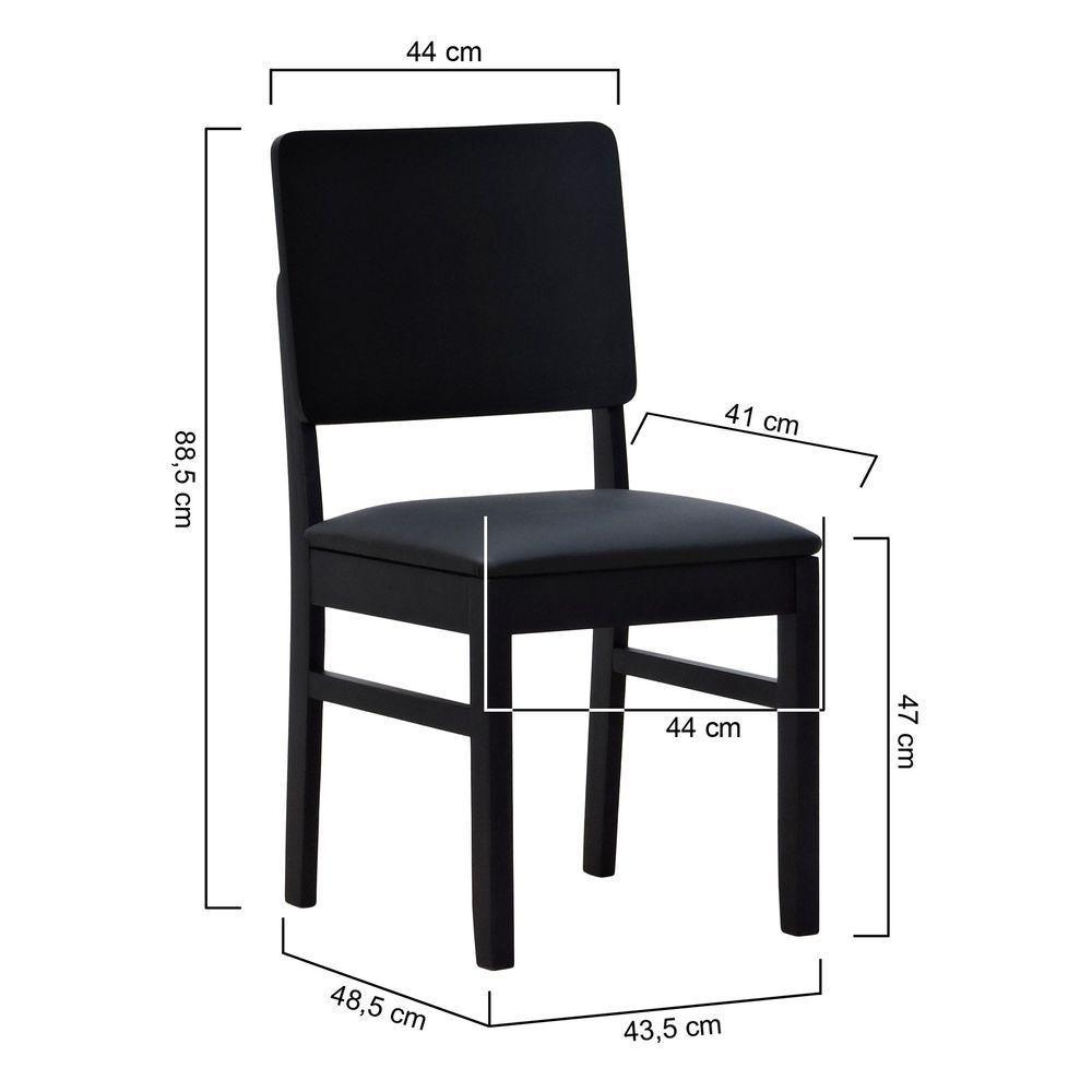 Kit 2 Cadeiras Quéops Madeira Maciça Encosto Anatômico Assento Estofado - Preto Corano Preto - 8