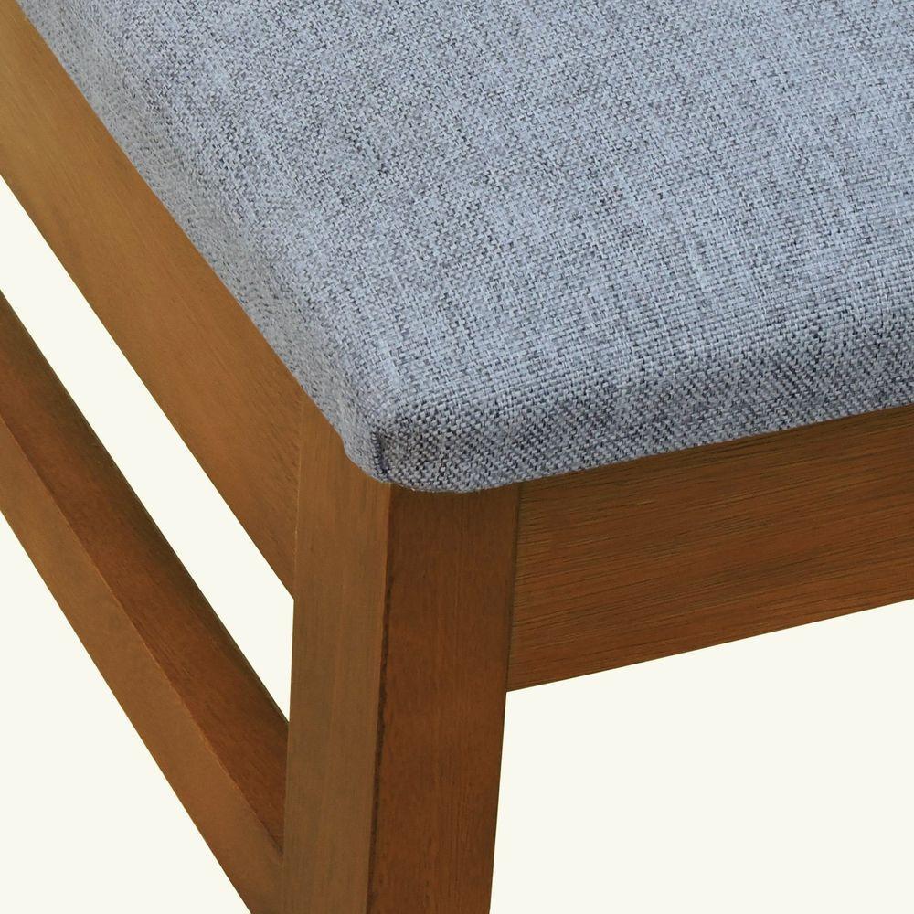 Kit 2 Cadeiras Tiê Madeira Maciça Encosto Ripado - Amêndoa Assento Estof. Linho Cinza Mescla Impermeável - 4