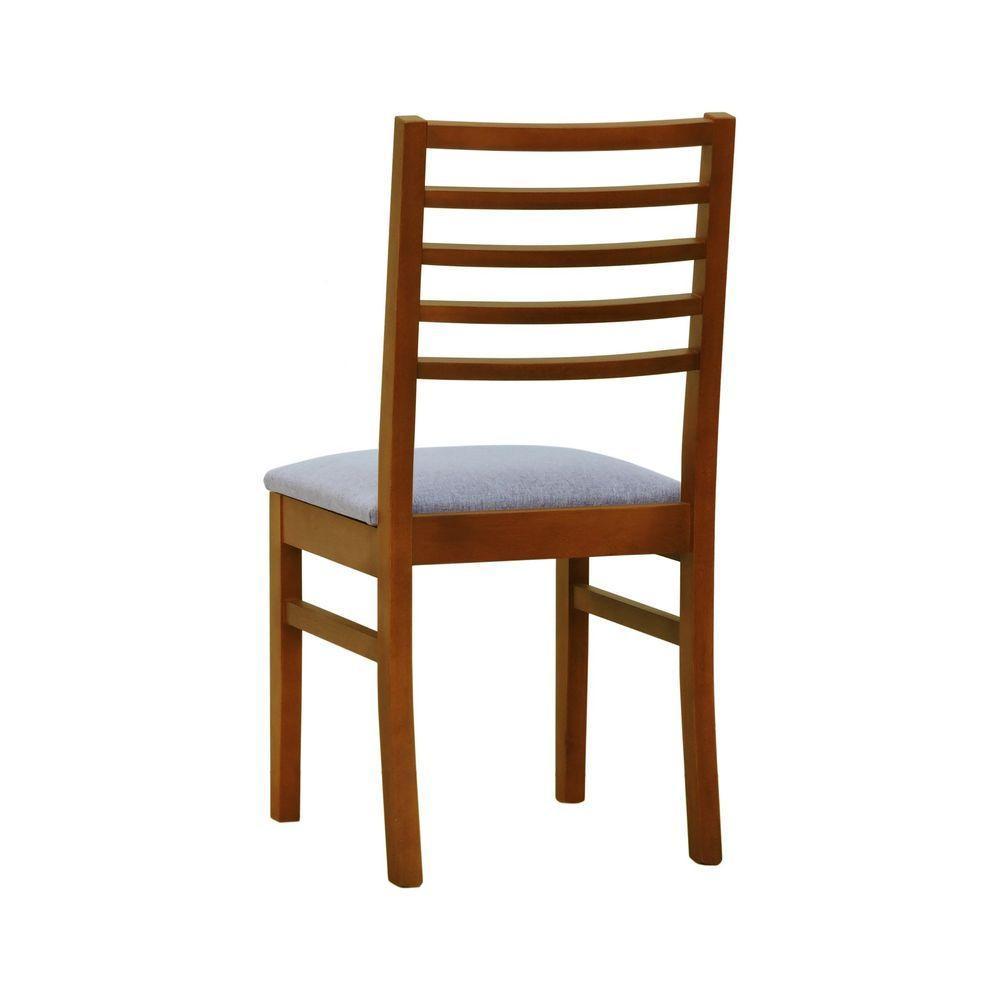 Kit 2 Cadeiras Tiê Madeira Maciça Encosto Ripado - Amêndoa Assento Estof. Linho Cinza Mescla Impermeável - 8