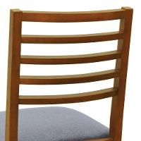 Kit 2 Cadeiras Tiê Madeira Maciça Encosto Ripado - Amêndoa Assento Estof. Linho Cinza Mescla Impermeável - 3