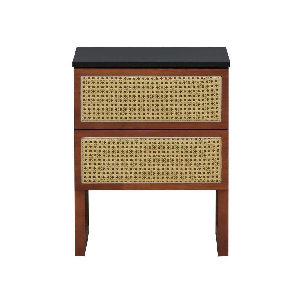 Mesa De Cabeceira Lyon 2 Gavetas - Amêndoa Preto - 3
