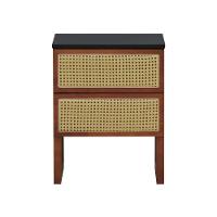 Mesa De Cabeceira Lyon 2 Gavetas - Amêndoa Preto - 3