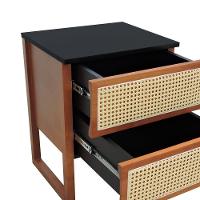 Mesa De Cabeceira Lyon 2 Gavetas - Amêndoa Preto