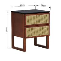 Mesa De Cabeceira Lyon 2 Gavetas - Amêndoa Preto - 6