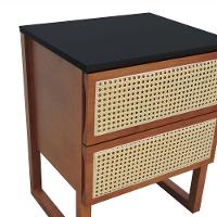 Mesa De Cabeceira Lyon 2 Gavetas - Amêndoa Preto - 8