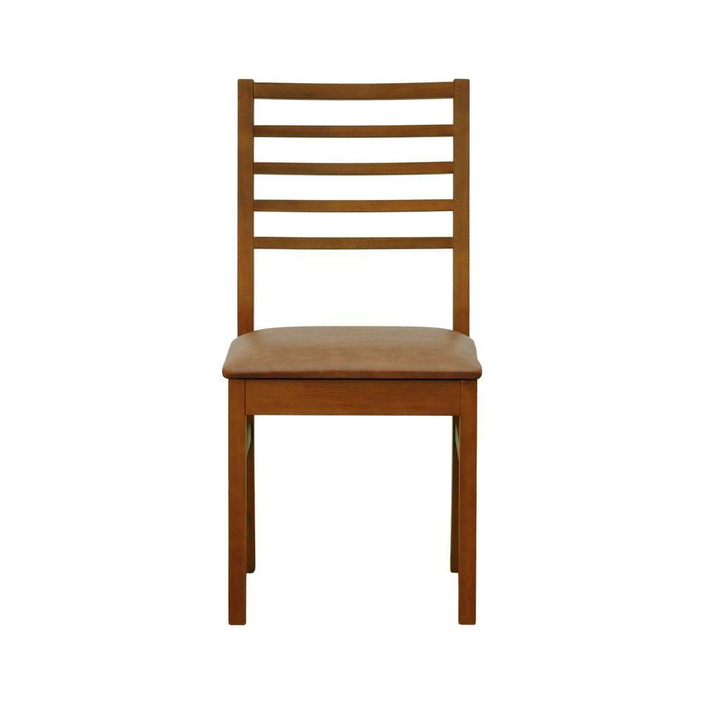 Kit 2 Cadeiras Tiê Madeira Maciça Encosto Ripado - Amêndoa Assento Estofado Corano Marrom Mescla - 8