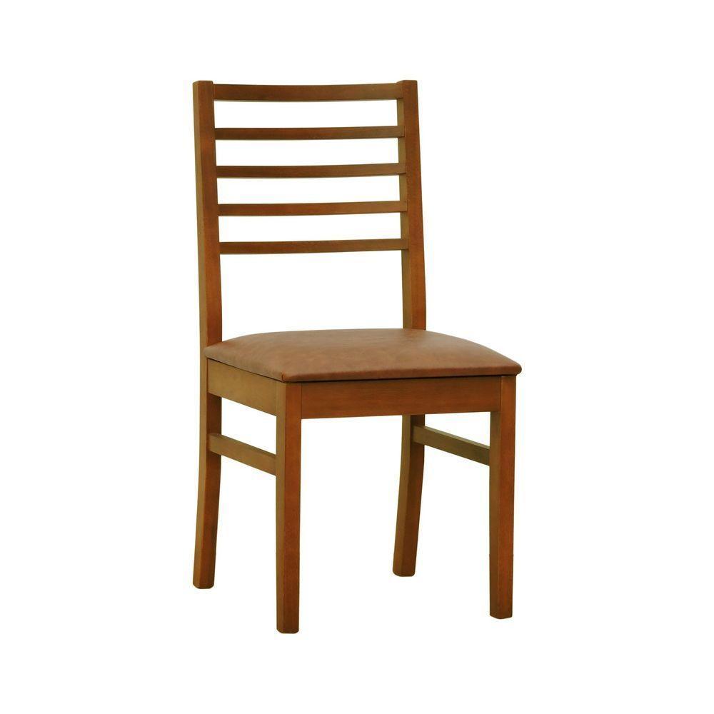 Kit 2 Cadeiras Tiê Madeira Maciça Encosto Ripado - Amêndoa Assento Estofado Corano Marrom Mescla - 9