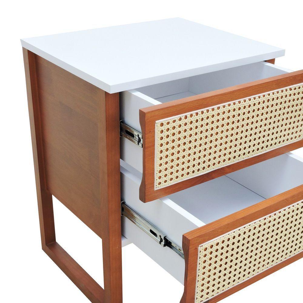 Mesa De Cabeceira Lyon 2 Gavetas - Amêndoa Branco - 6