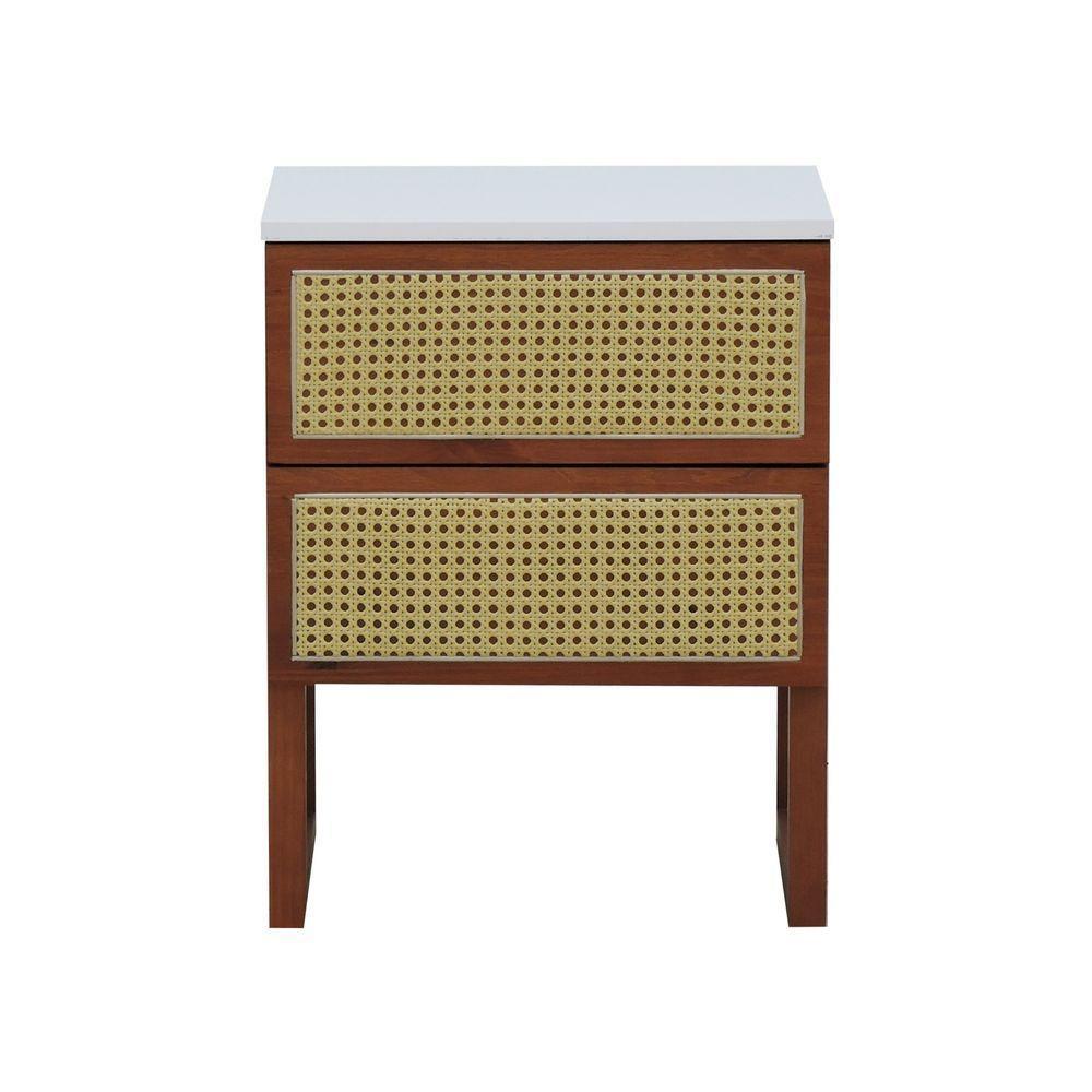 Mesa De Cabeceira Lyon 2 Gavetas - Amêndoa Branco - 8