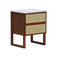 Mesa De Cabeceira Lyon 2 Gavetas - Amêndoa Branco - 1